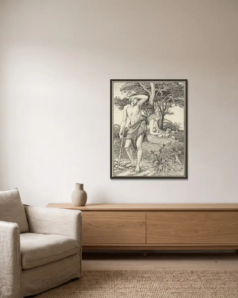 Adam och Eva av Walter Crane inramad på en vägg