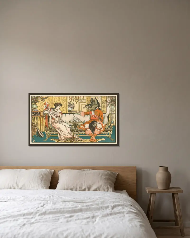 Skönheten och odjuret Pl. 03 av Walter Crane inramad på en vägg