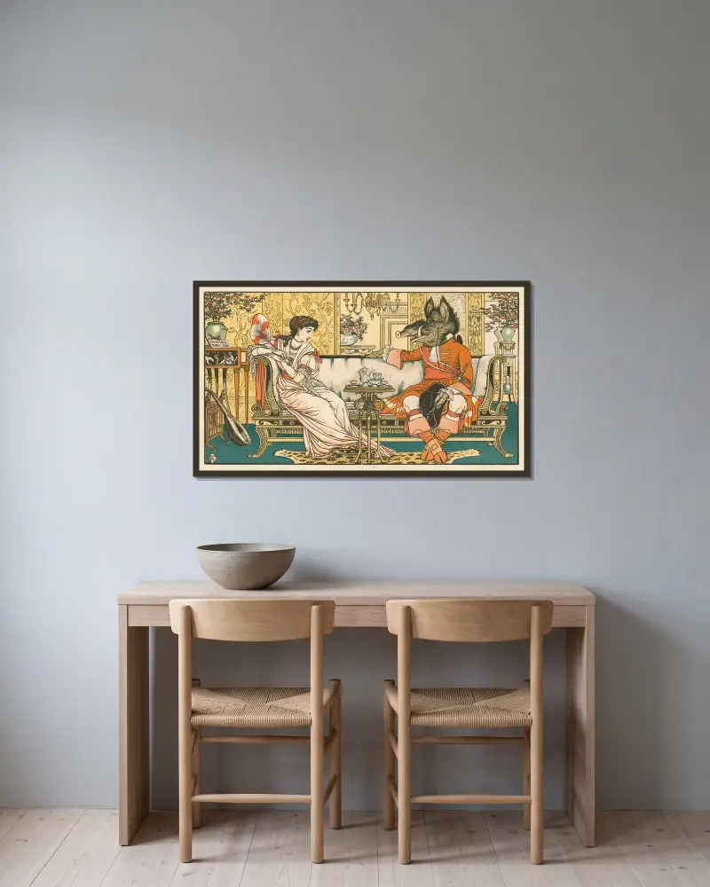 Skönheten och odjuret Pl. 03 av Walter Crane inramad på en vägg