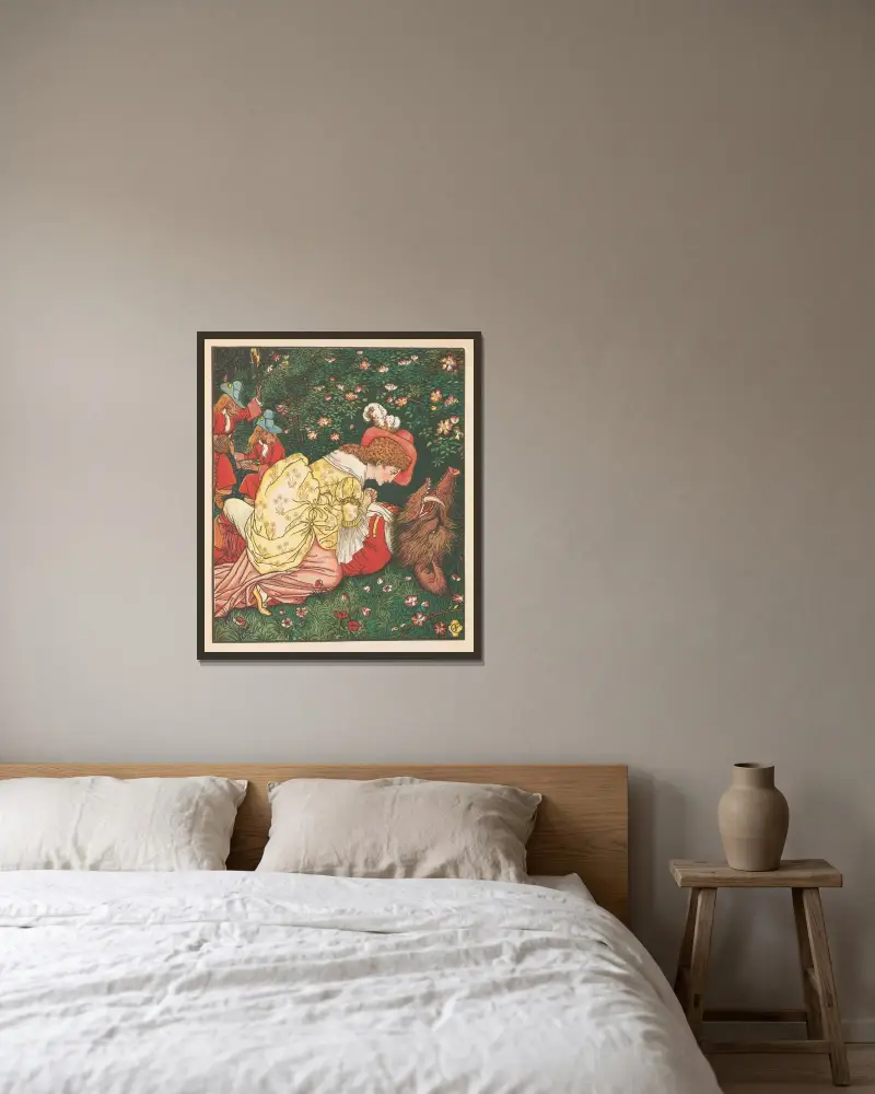 Skönheten och odjuret Pl. 05 av Walter Crane inramad på en vägg