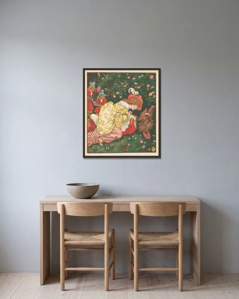 Skönheten och odjuret Pl. 05 av Walter Crane inramad på en vägg