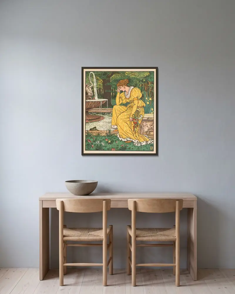 Skönheten och odjuret, pl. 06 av Walter Crane inramad på en vägg