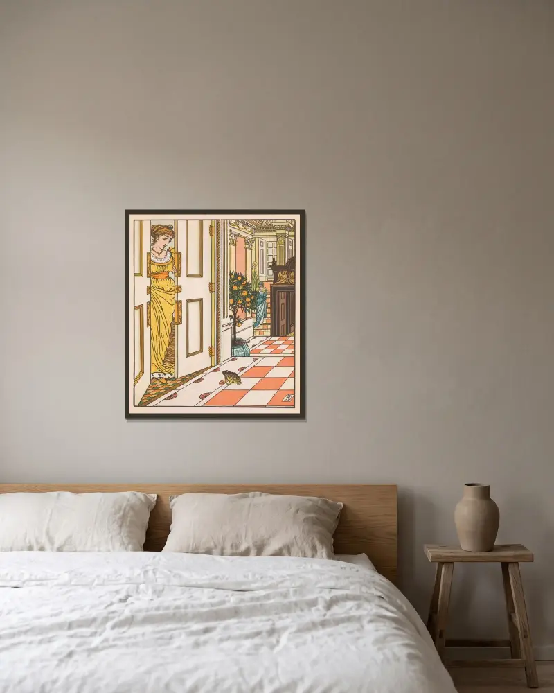 Skönheten och odjuret Pl. 07 av Walter Crane inramad på en vägg
