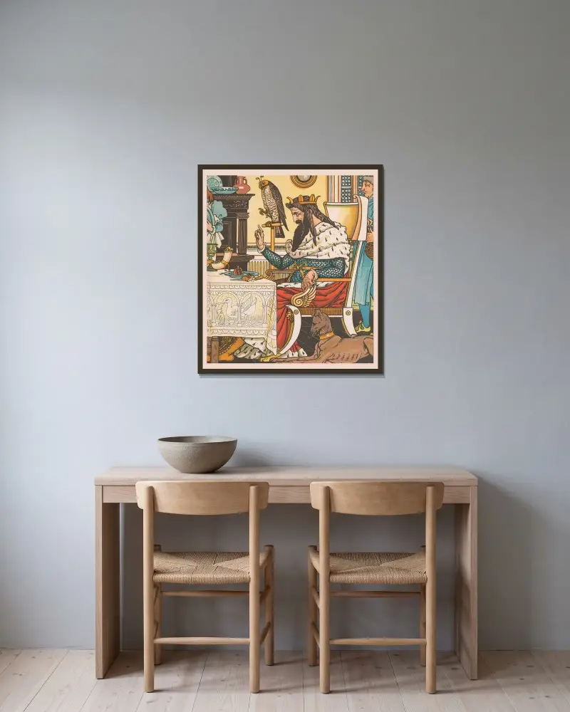 Skönheten och odjuret, plansch 9 av Walter Crane inramad på en vägg