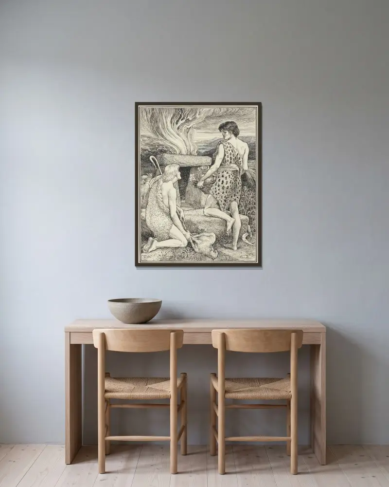 Kain och Abel av Walter Crane inramad på en vägg