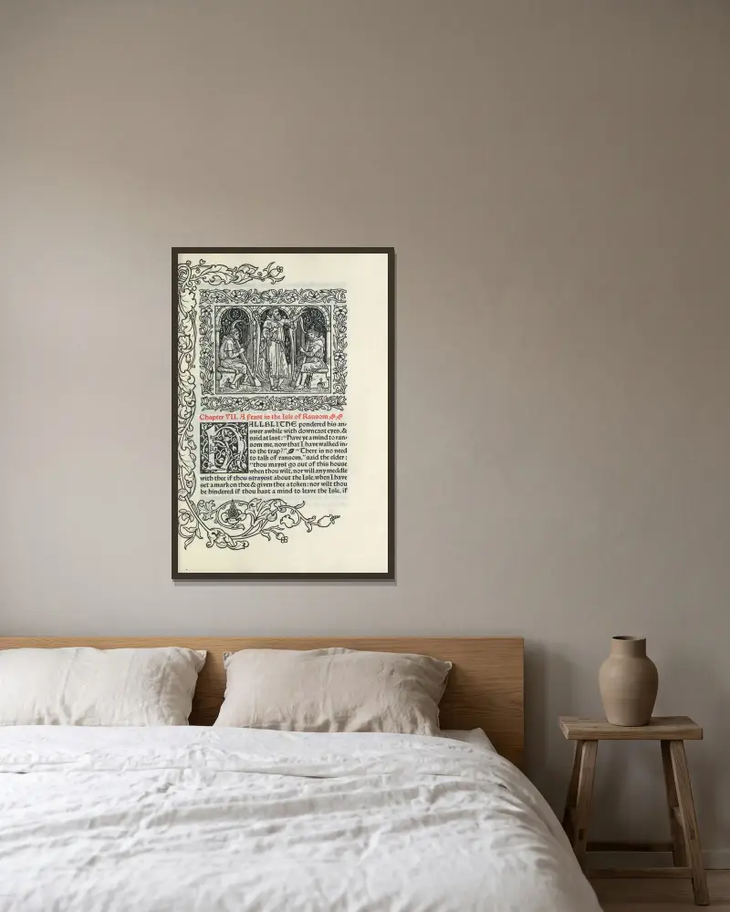 Kapitel VII. En fest på Isle of Ransom av Walter Crane inramad på en vägg