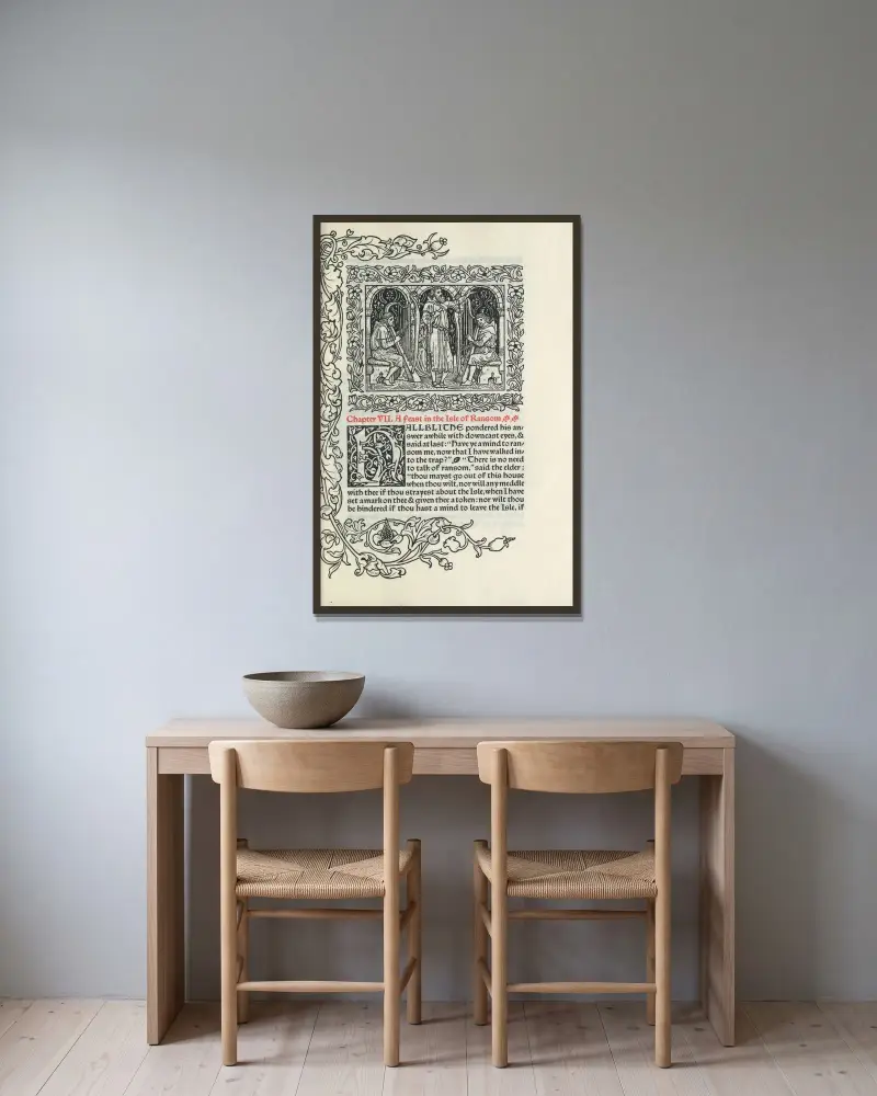 Kapitel VII. En fest på Isle of Ransom av Walter Crane inramad på en vägg