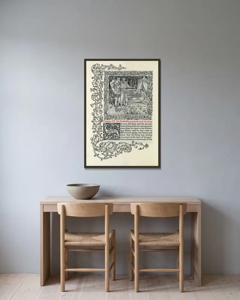 Rozdział XV. A przecież Hallblithe rozmawia z królem, Walter Crane w ramie na ścianie