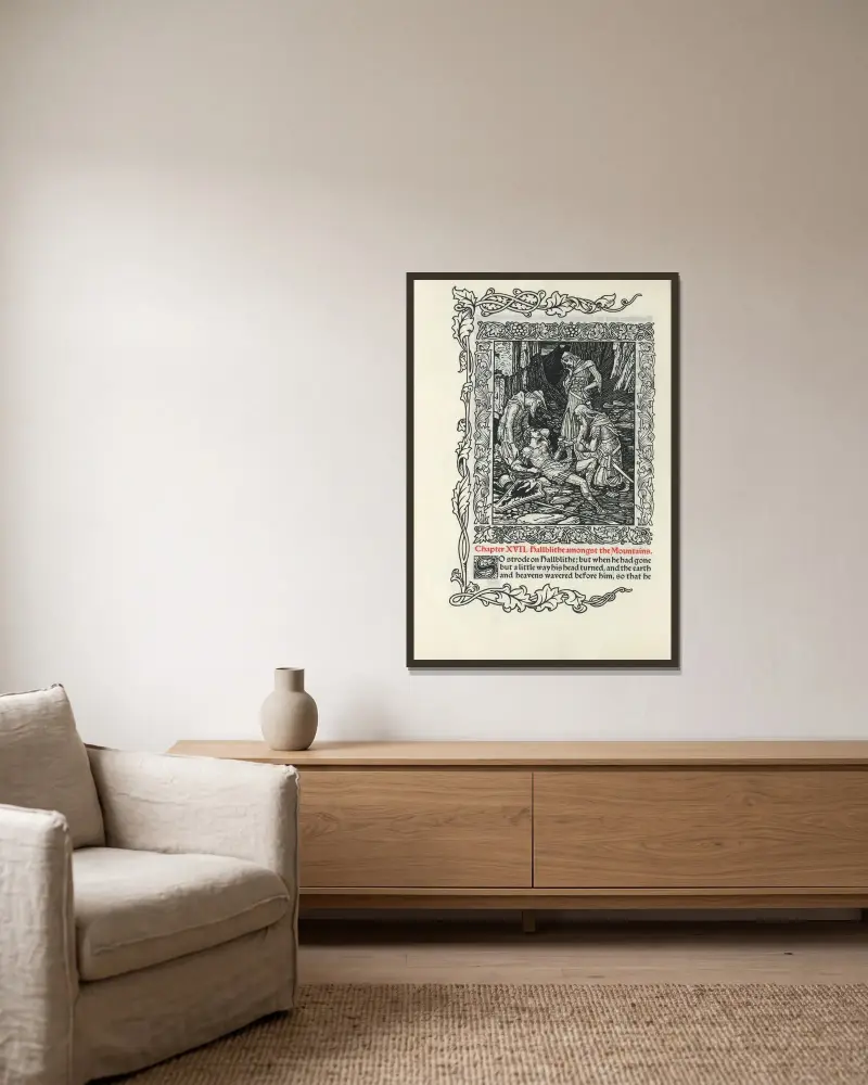 Kapitel XVII. Hallblithe unter den Bergen von Walter Crane gerahmt an einer Wand