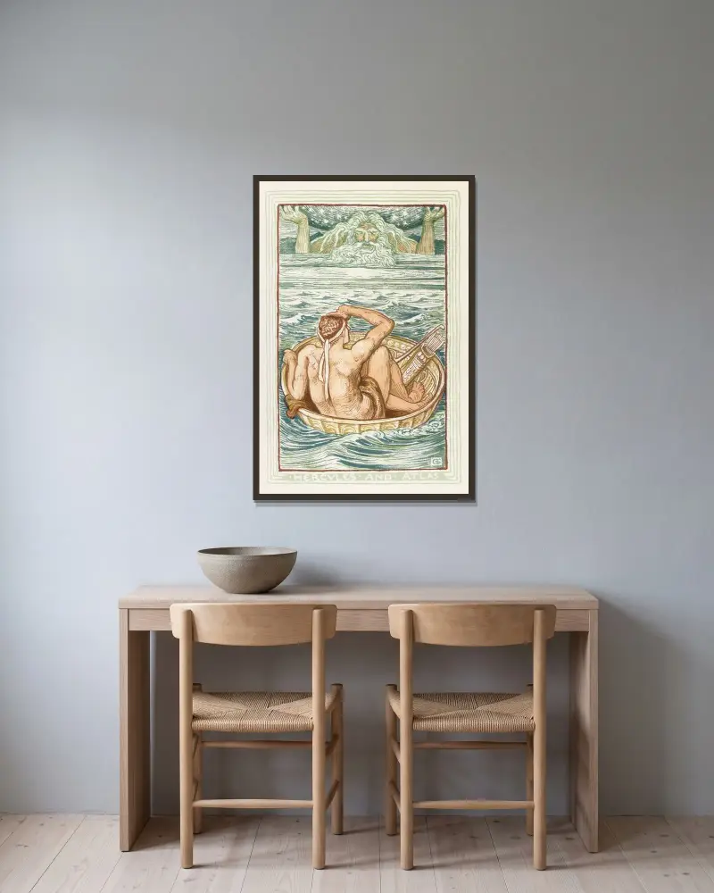 Hercules och Atlas av Walter Crane inramad på en vägg