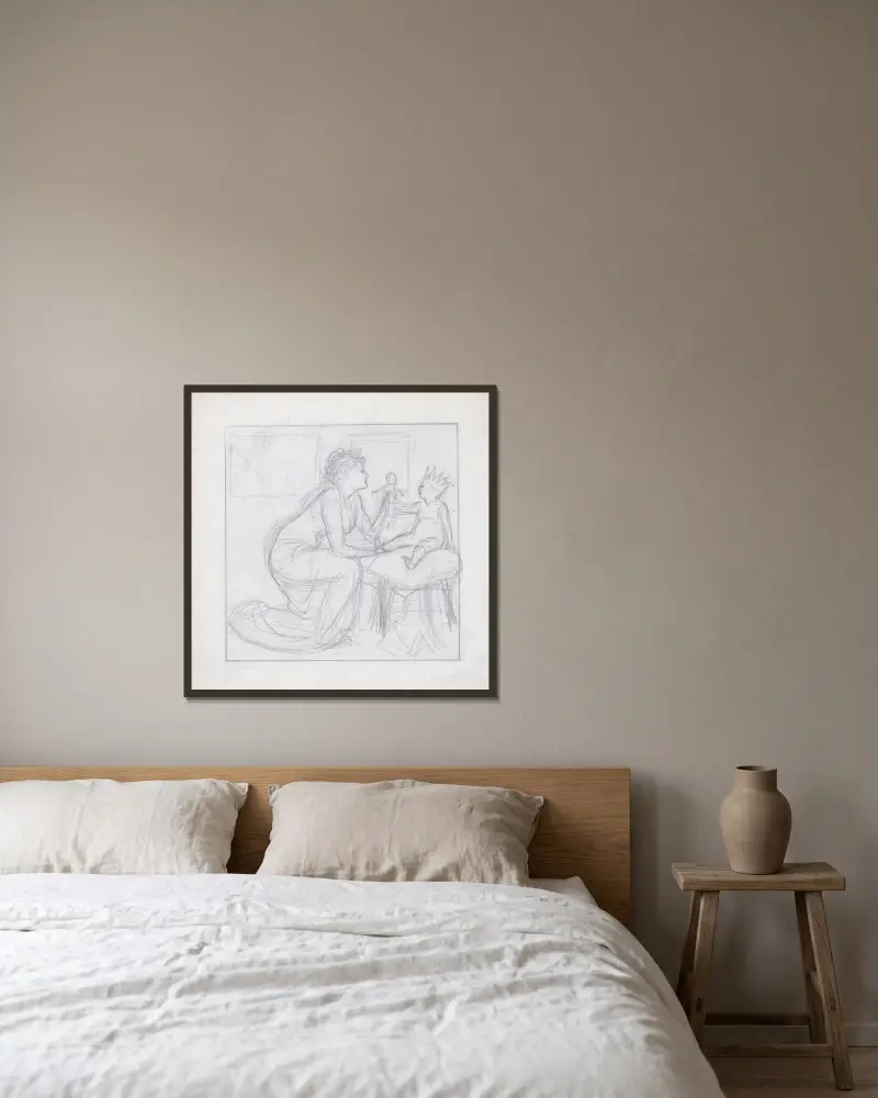 Seine Majestät das Baby Pl. 2 von Walter Crane gerahmt an einer Wand
