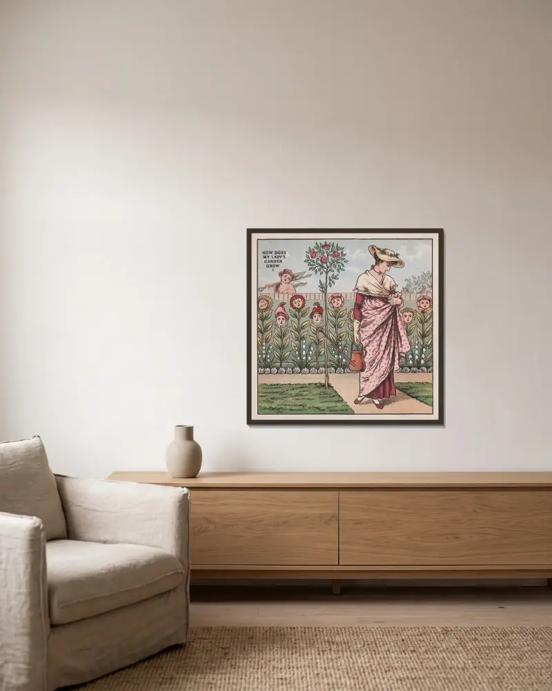 Hur växer min dams trädgård av Walter Crane inramad på en vägg