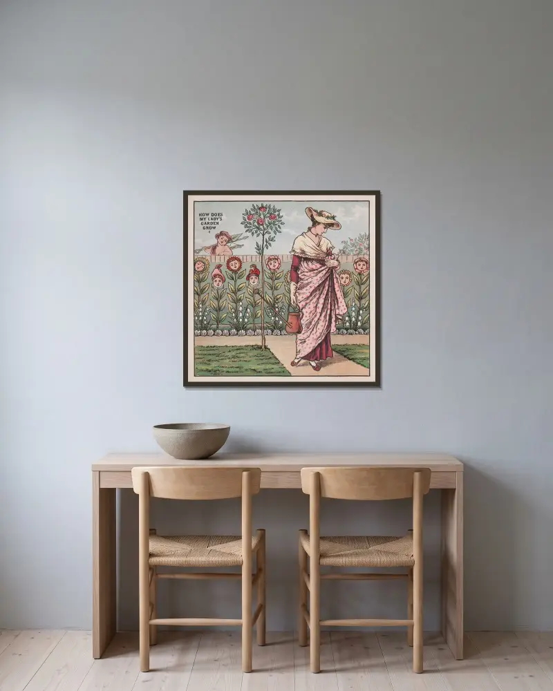 Hur växer min dams trädgård av Walter Crane inramad på en vägg