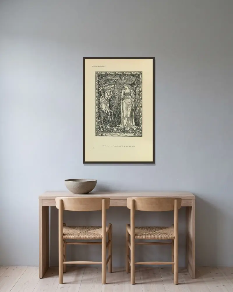 Illustration zu Der Sturm von Walter Crane gerahmt an einer Wand