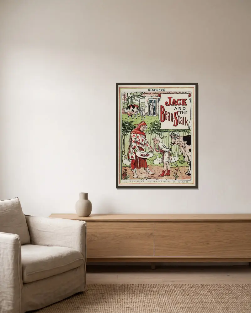 Jack und die Bohnenstange Pl. 1 von Walter Crane gerahmt an einer Wand