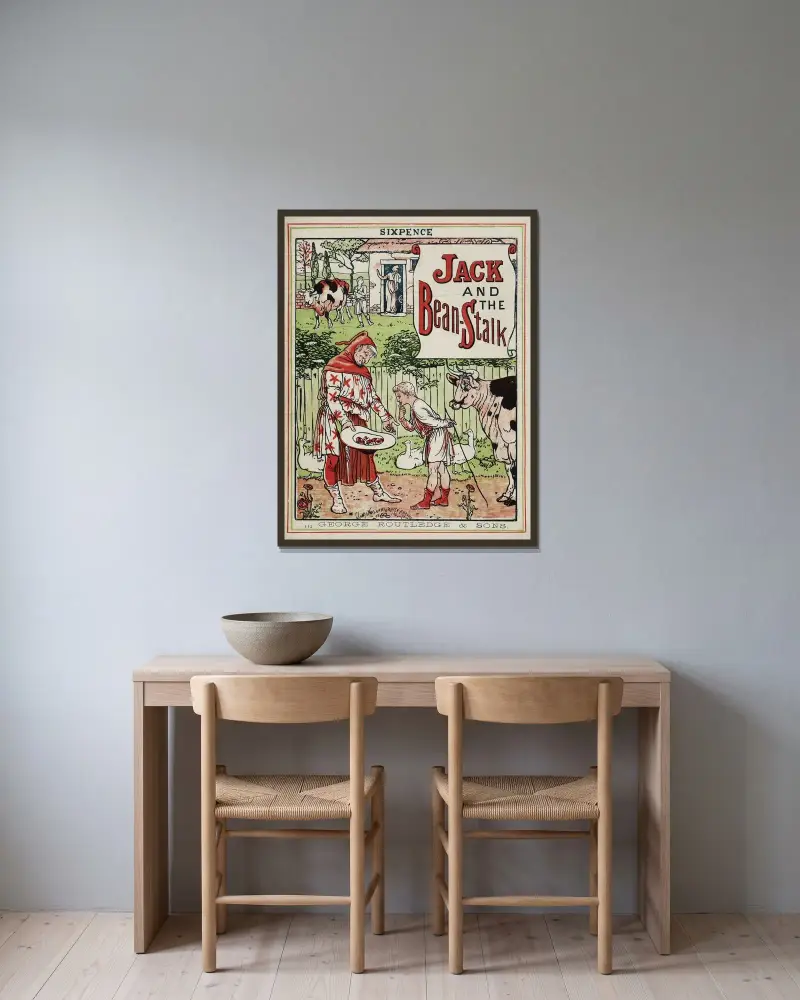 Jack und die Bohnenstange Pl. 1 von Walter Crane gerahmt an einer Wand