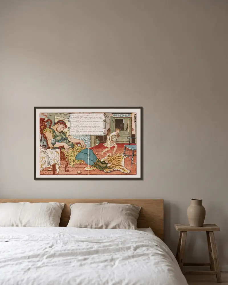 Jack och bönstjälken pl. 5 av Walter Crane inramad på en vägg