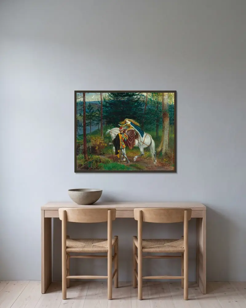 Den sköna damen utan förbarmande av Walter Crane inramad på en vägg
