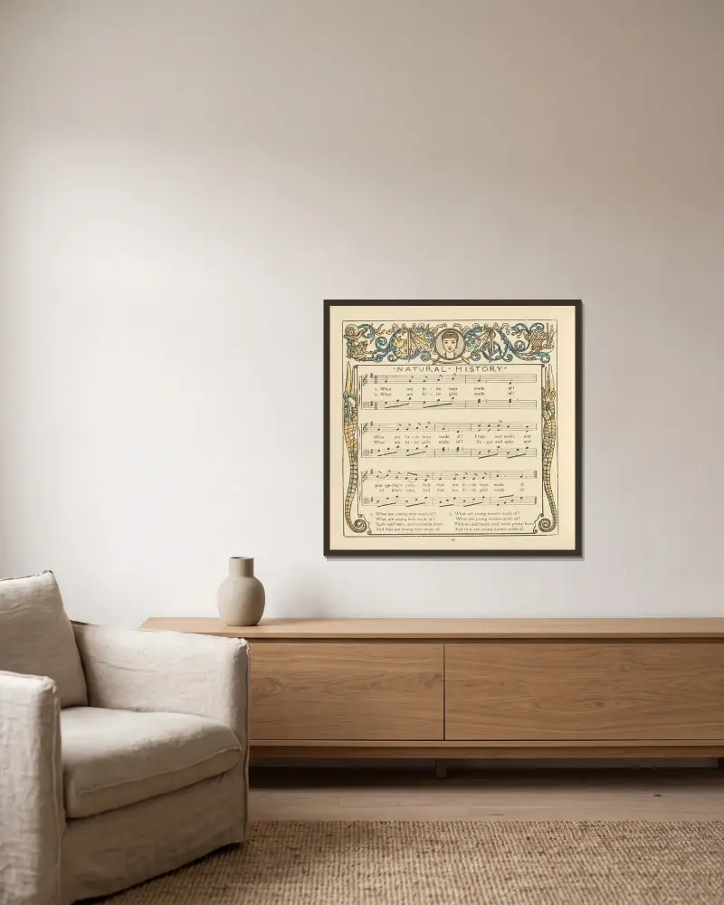 Naturgeschichte von Walter Crane gerahmt an einer Wand