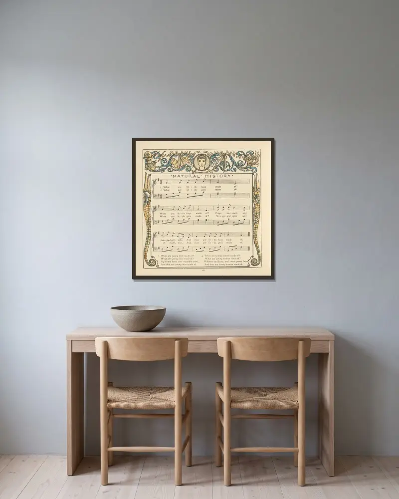 Naturgeschichte von Walter Crane gerahmt an einer Wand