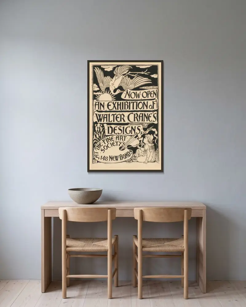 Now Open. An Exhibition of Walter Crane’s Designs av Walter Crane inramad på en vägg