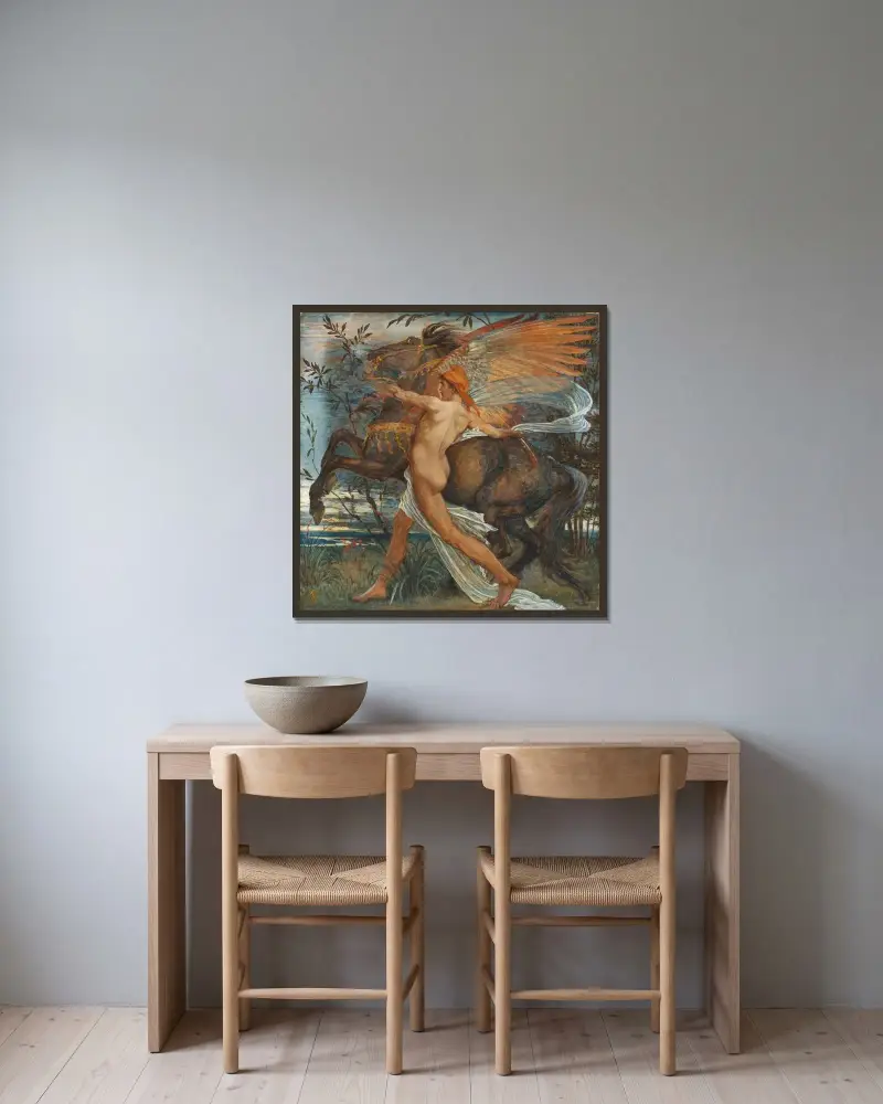 Pegasus von Walter Crane gerahmt an einer Wand