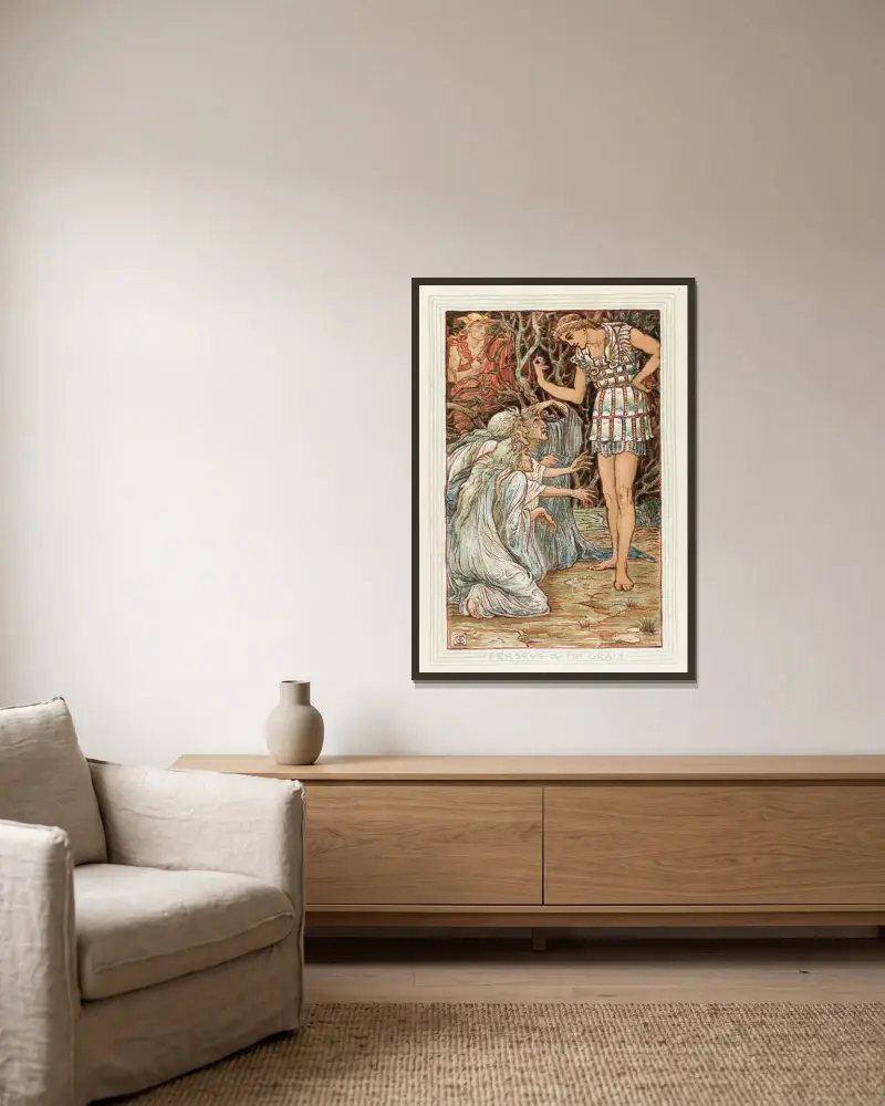 Perseusz i Graje, Walter Crane w ramie na ścianie