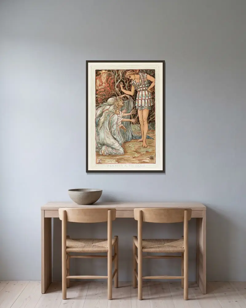 Perseusz i Graje, Walter Crane w ramie na ścianie