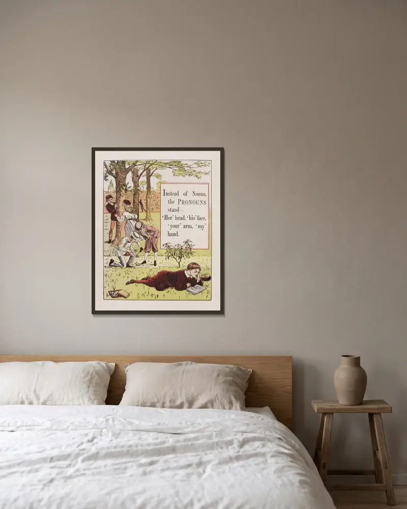 Pronouns av Walter Crane inramad på en vägg