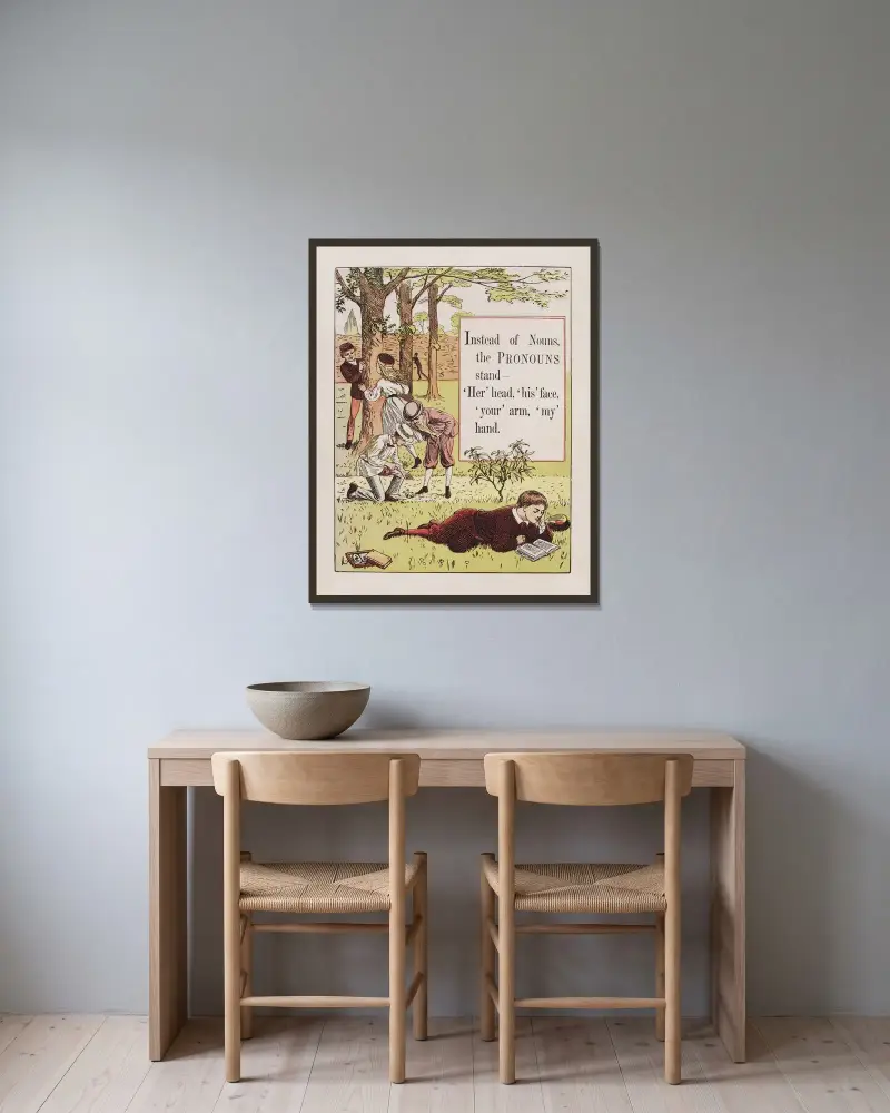 Pronouns av Walter Crane inramad på en vägg