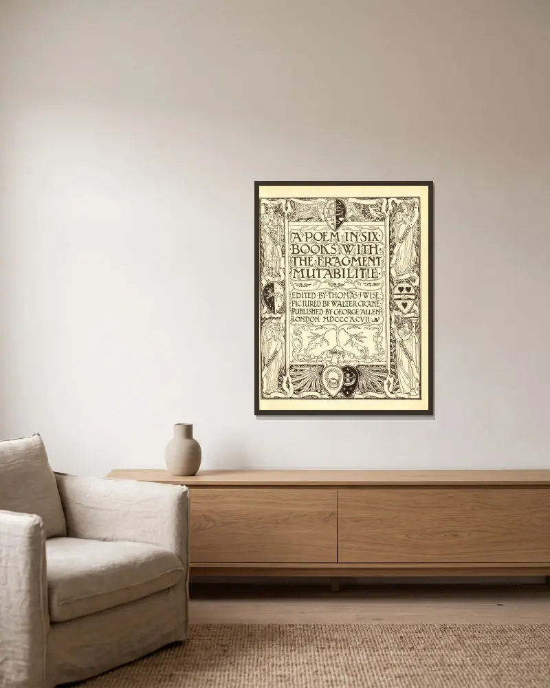 Spenser’s Faerie queene Pl.04 av Walter Crane inramad på en vägg