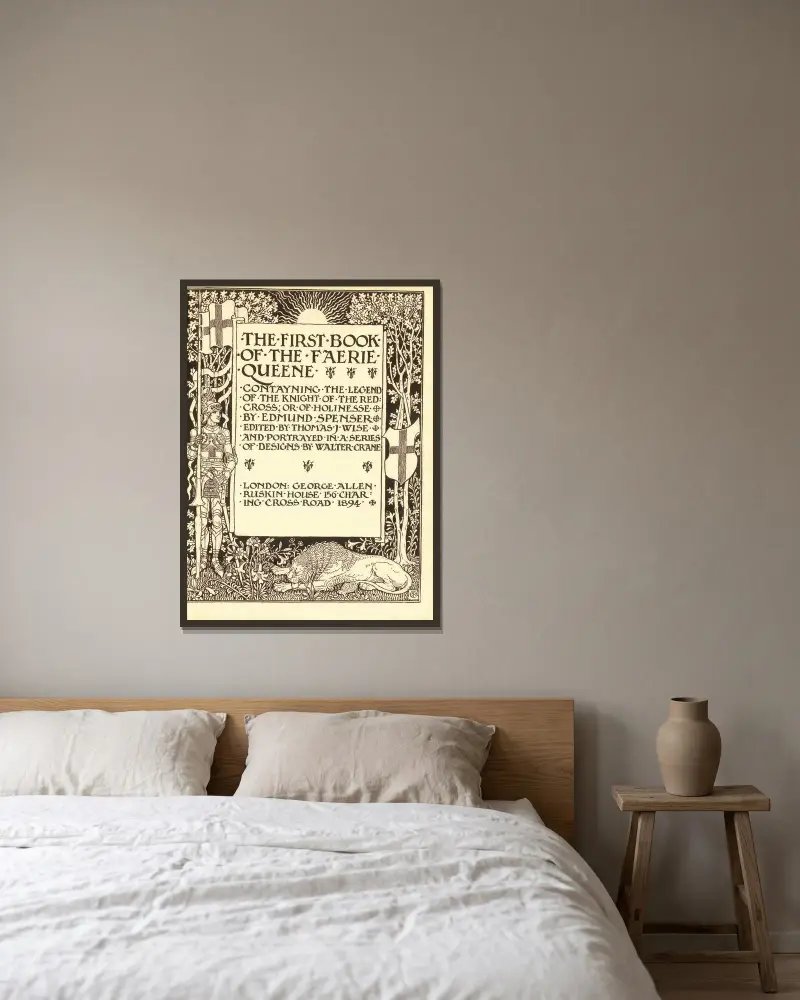 Spenser’s Faerie queene Pl.05 av Walter Crane inramad på en vägg