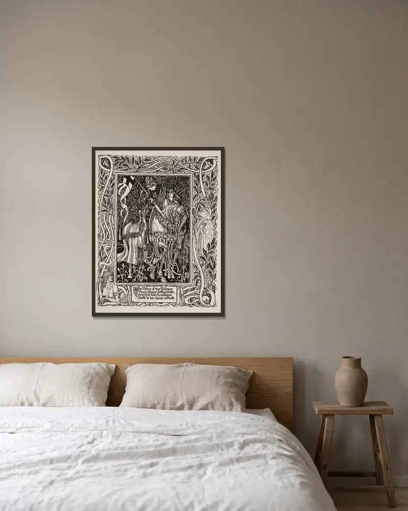 Spenser’s Faerie queene av Walter Crane inramad på en vägg