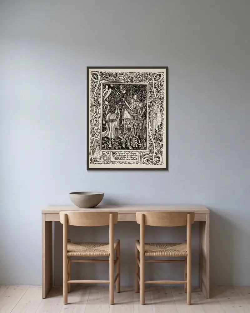 Spenser’s Faerie queene av Walter Crane inramad på en vägg