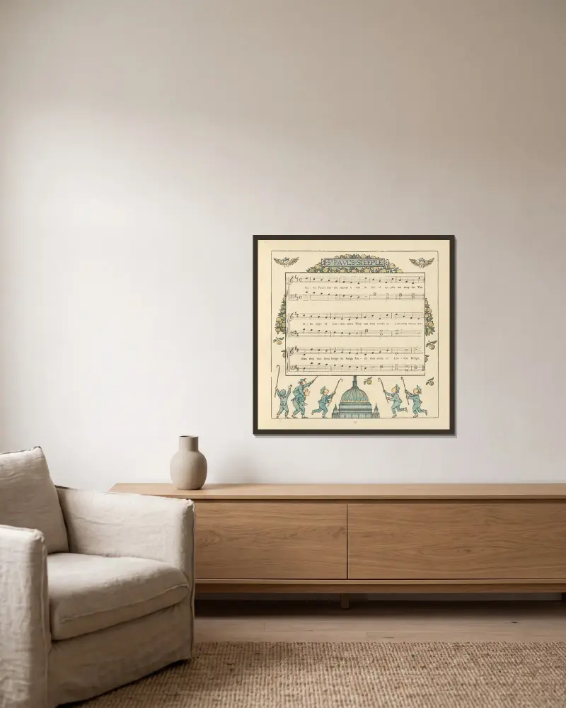 St. Paul’s Steeple av Walter Crane inramad på en vägg