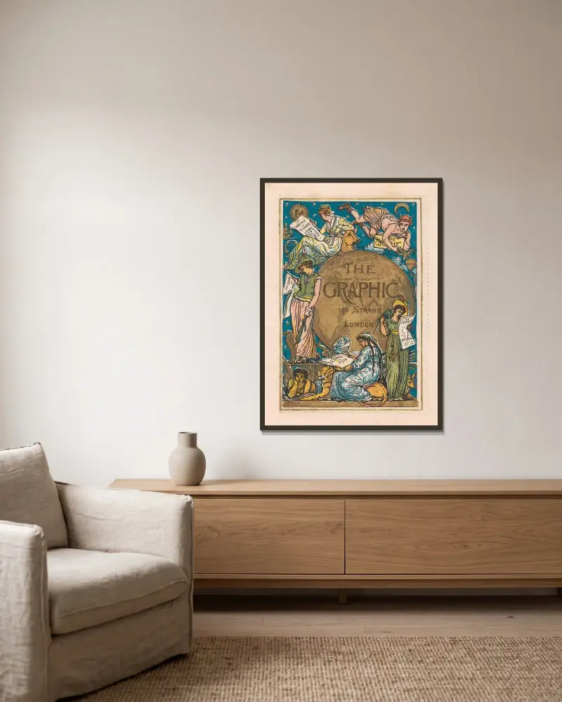 The Graphic av Walter Crane inramad på en vägg