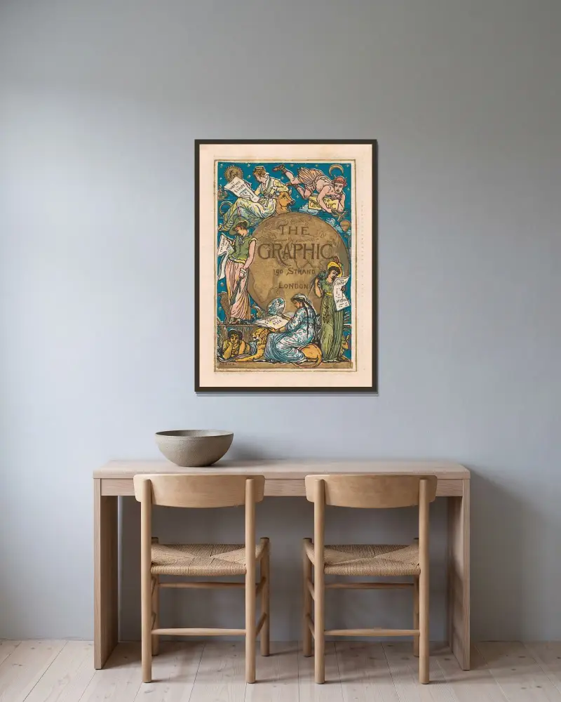 The Graphic av Walter Crane inramad på en vägg