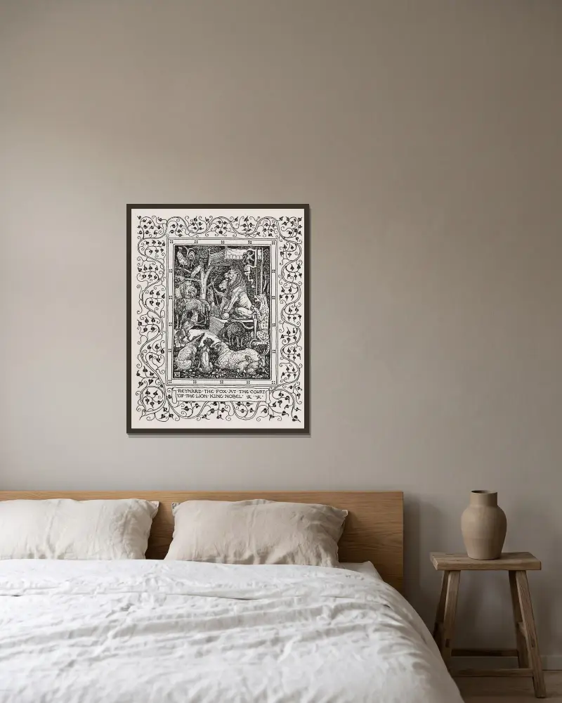 Sagan om Rävarna Reynard av Walter Crane inramad på en vägg