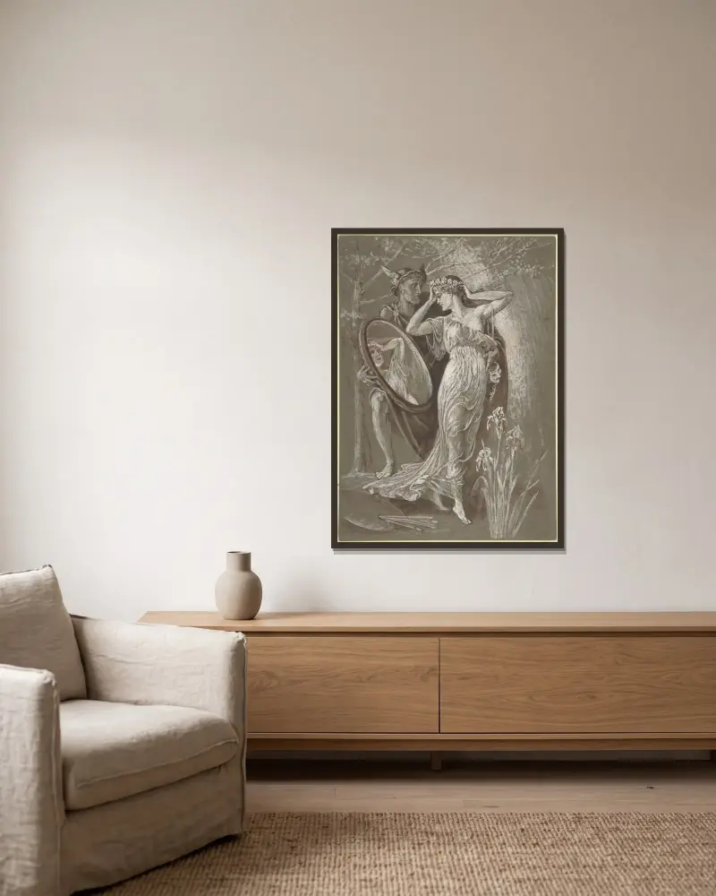 Spegeln av Venus, eller Konst och liv av Walter Crane inramad på en vägg