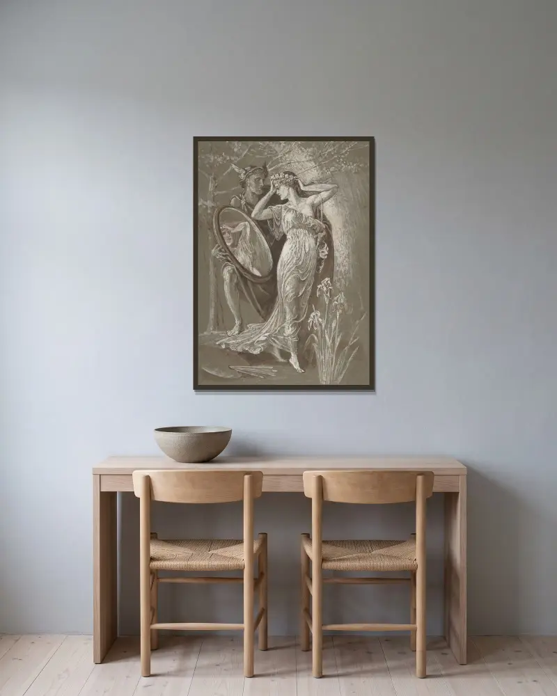 Venus spegel av Walter Crane inramad på en vägg