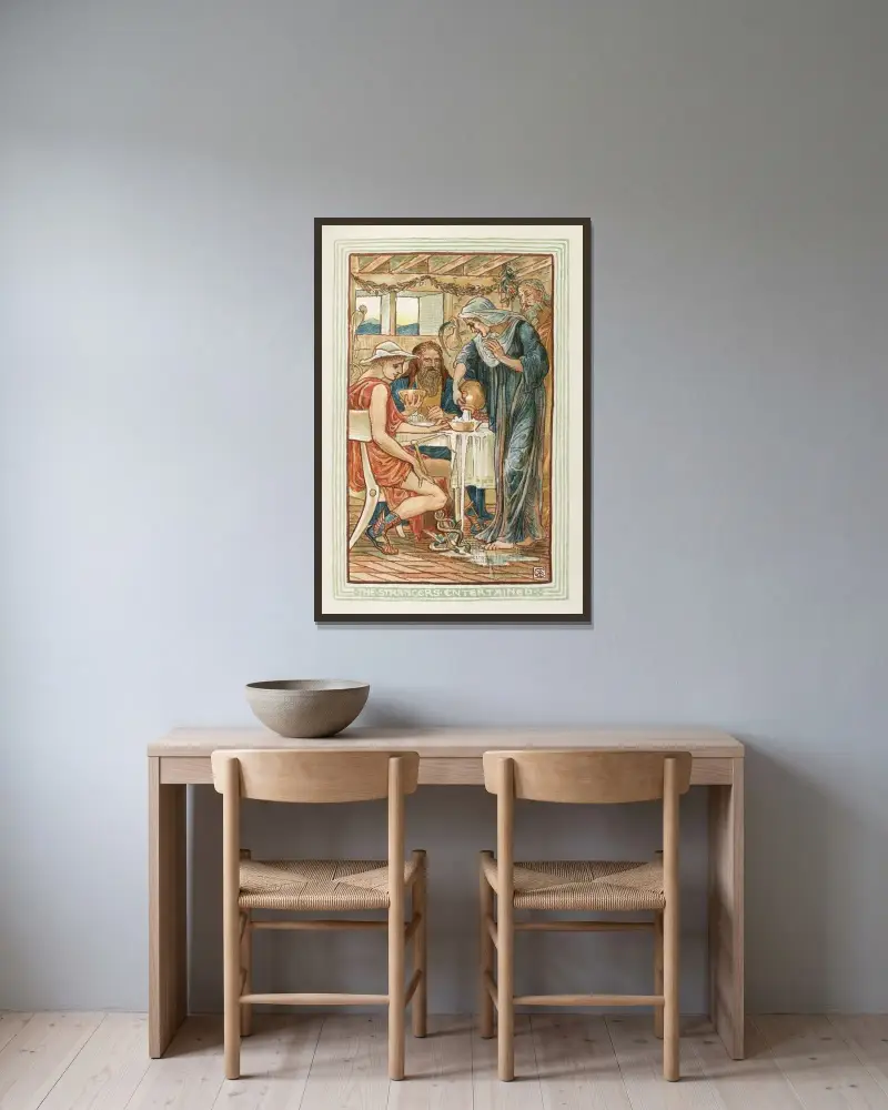 Przybysze ugoszczeni, Walter Crane w ramie na ścianie