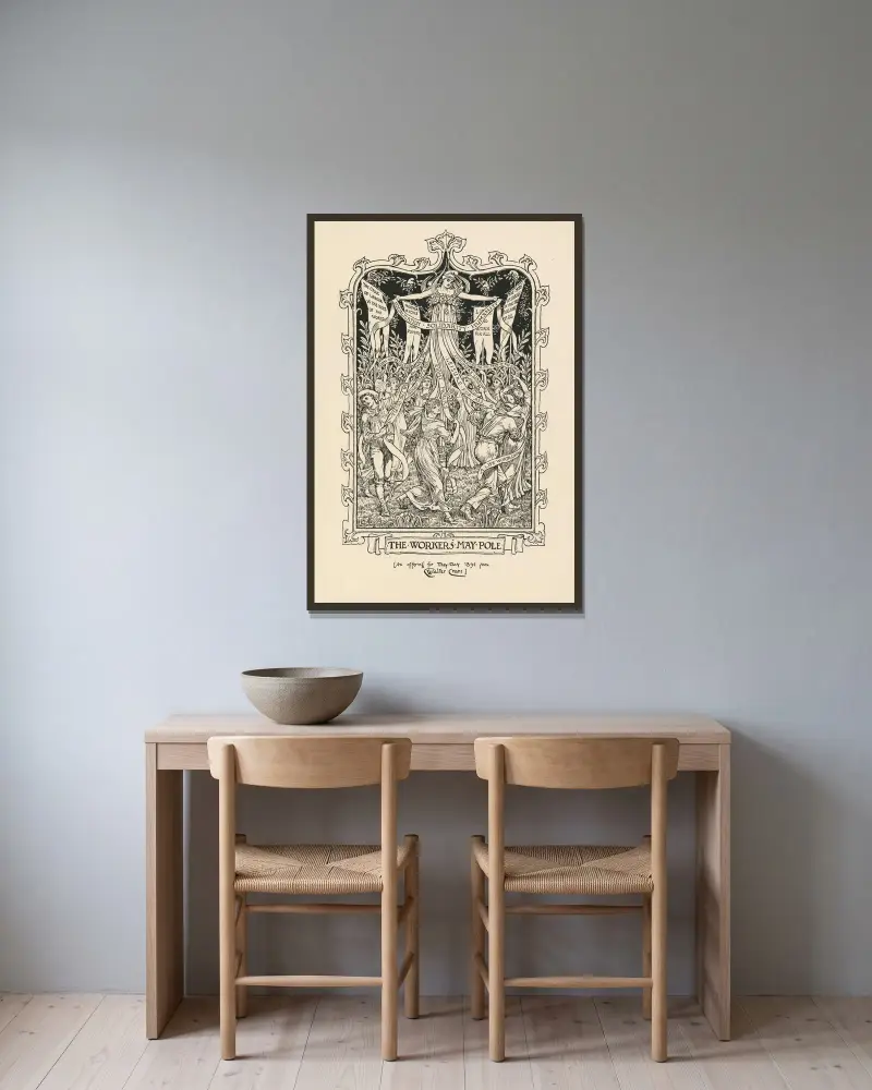 Arbetarnas majstång. En gåva till första maj 1894 från Walter Crane av Walter Crane inramad på en vägg
