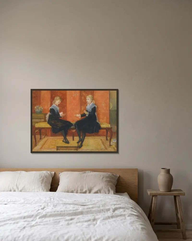Violet och Lily, Edmund Routledge döttrar av Walter Crane inramad på en vägg