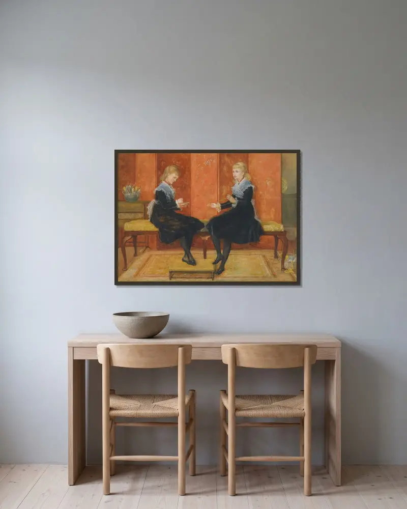 Violet och Lily, Edmund Routledge döttrar av Walter Crane inramad på en vägg
