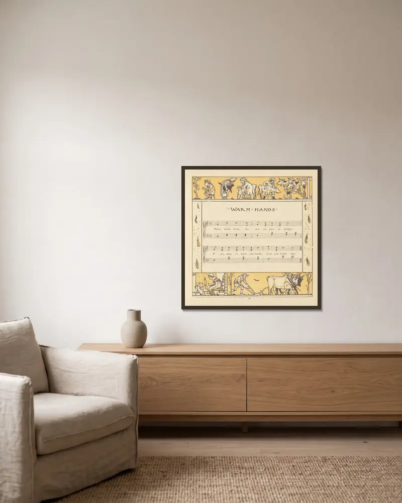 Warme Hände von Walter Crane gerahmt an einer Wand
