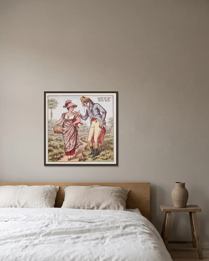 Vart ska du gå, min vackra mö av Walter Crane inramad på en vägg