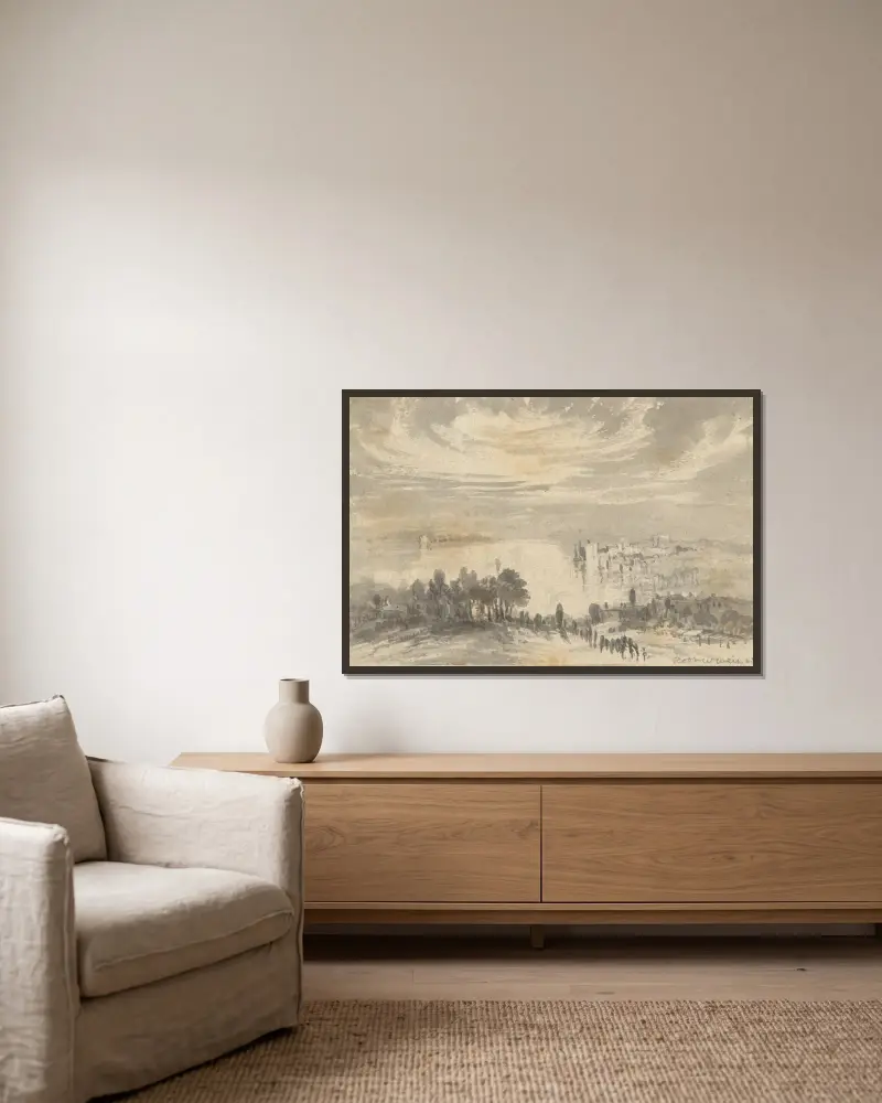 Landscape – Town on a Bay av Robert Walter Weir inramad på en vägg