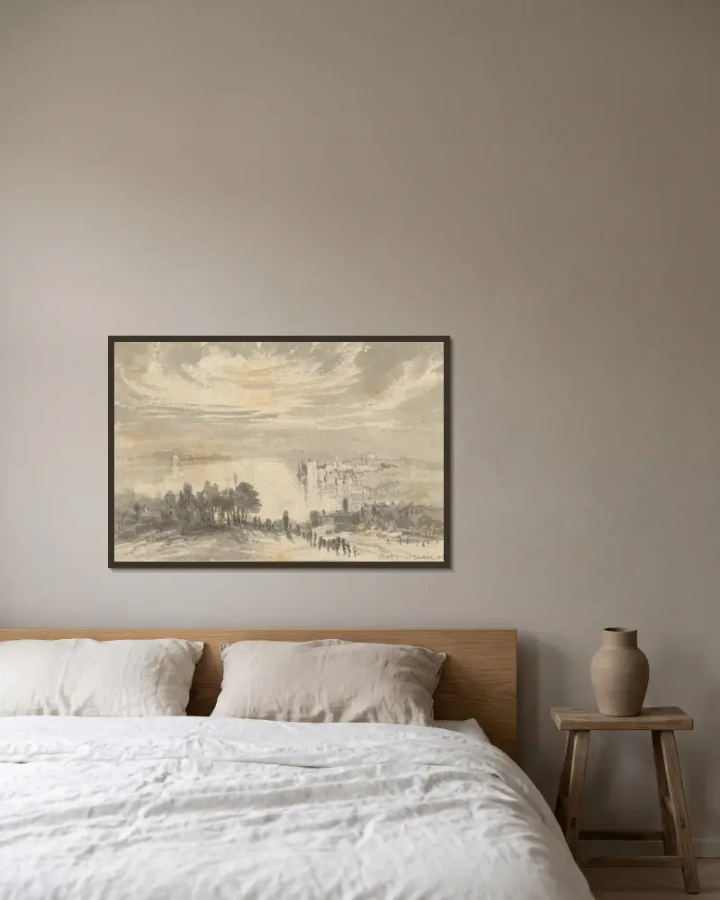 Landscape – Town on a Bay av Robert Walter Weir inramad på en vägg