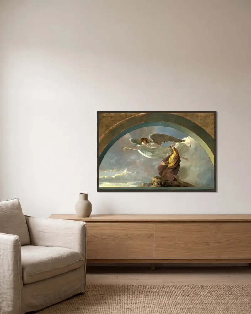Moses Viewing the Promised Land av Robert Walter Weir inramad på en vägg