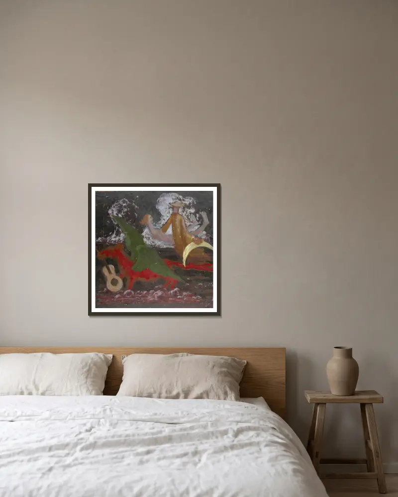 Himmelslandschaft von Walther Gamerith gerahmt an einer Wand
